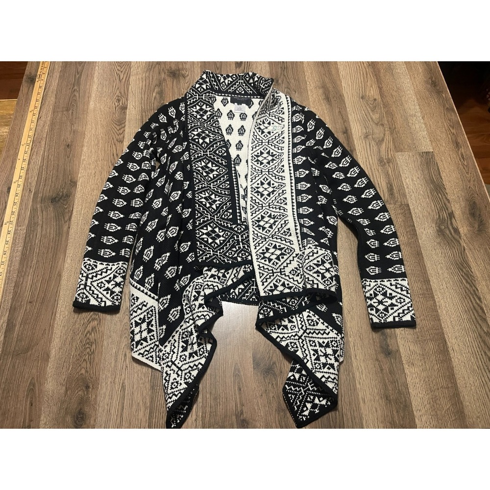 Romeo + Juliet Sweater, Women's Size Small, Black White, Print Allover, Cardigan